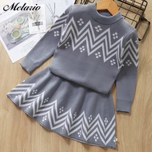 Повседневные осенне-зимние платья для девочек с геометрическим принтом; вязаное платье принцессы; Одежда для маленьких детей; рождественское платье