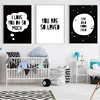 Kawaii Black White Cactus Cartoon Wall Art Canvas Posters Nursery Love Quote Print Nordic Painting Picture Children Room Decor 3