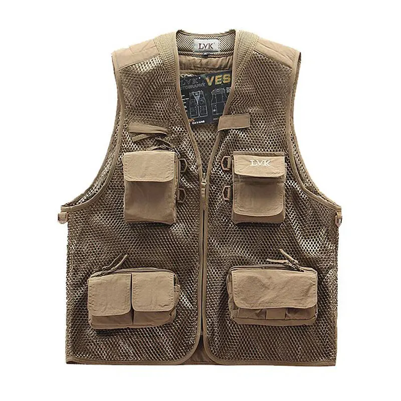 

Green Khaki Summer Camera Photography Waistcoat With Multiple Hooks Multi-pockets Outdoor Sports Vest Quick Dry Reporter Vest