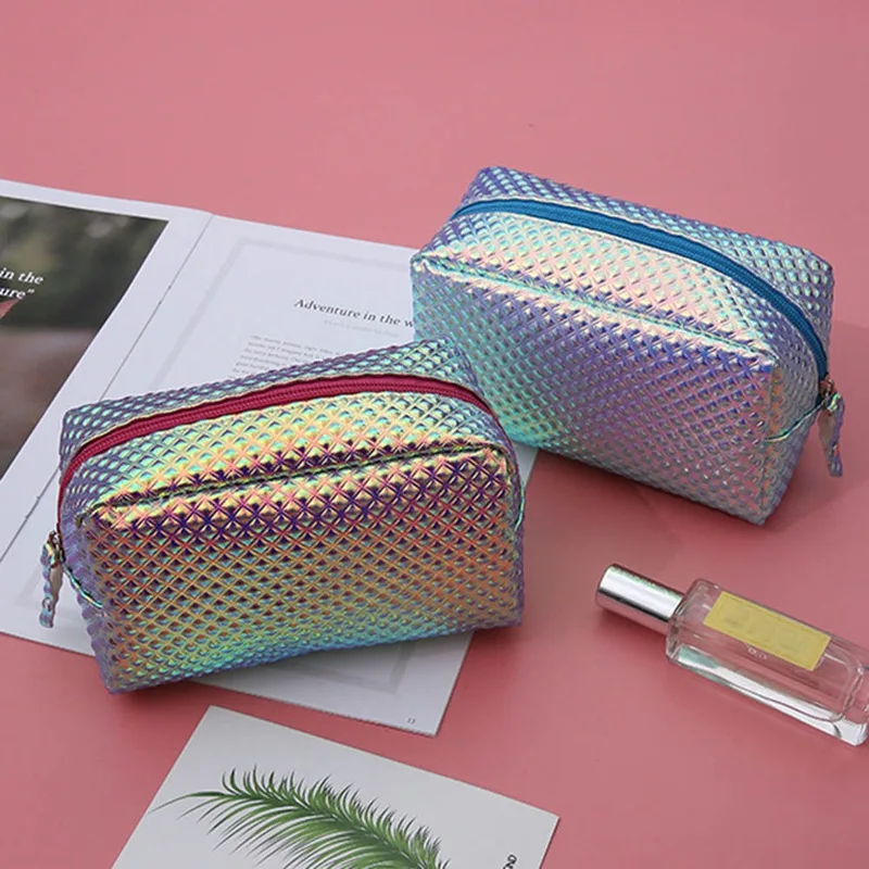 

Laser Cosmetic Bag Fashion Holographic Cosmetic Case Cosmetic Makeup Pouch Laser Zipper Purse Bag Toiletry Cases