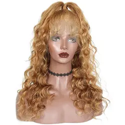 27 медовый блонд кружева спереди человеческие волосы парики для женщин 250% предварительно сорвал парик с крупными волнами 13x4 Remy цветные