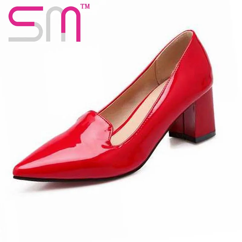 

34-43 Fashion Patent Shallow Pointed toe Pumps 2016 High Heel Shoes Spring Summer Style Women Pumps Women Shoes Woman