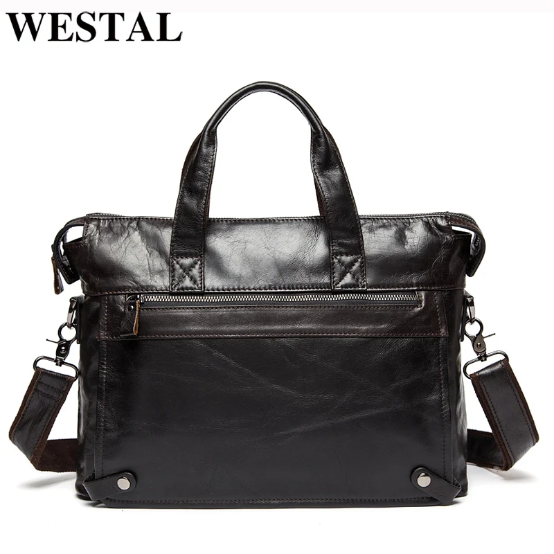 Bolsa de Escritório para Bolsas Maleta de Couro Bolsa para Portátil Westal Maletas Masculinas Masculinos Genuíno Masculino Couro Advogado – Mensageiro Bolsas 910