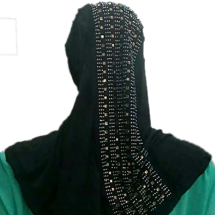 H1230 последний мусульманский цельный хиджаб с кружевом и множеством страз, исламский шарф, быстрая