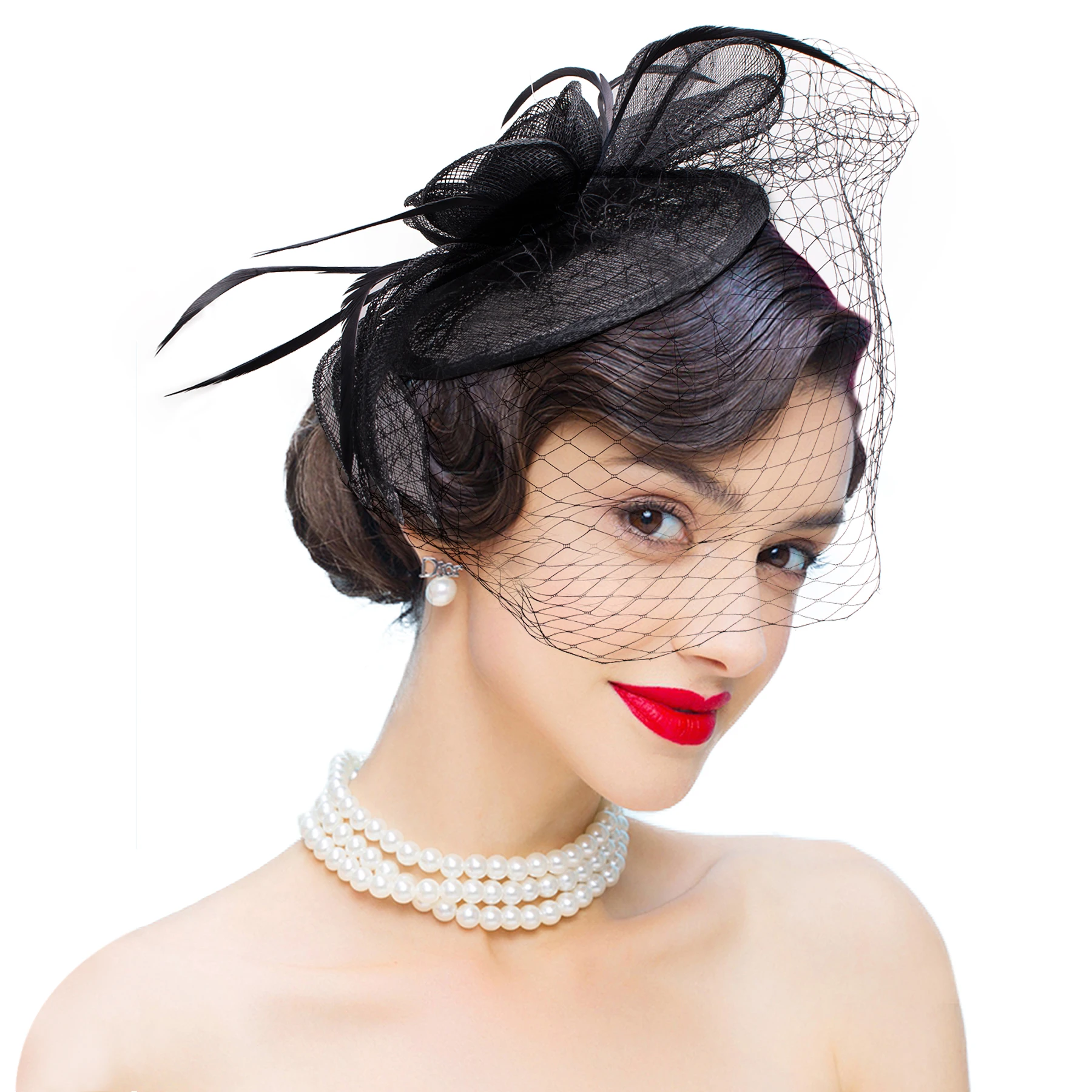Beste Nieuwe Collectie Fascinators Hoeden Sinamay Veer Netting Hoeden voor Womens Kentucky Derby Wedding Event Cocktail Hoofdband 1pcs