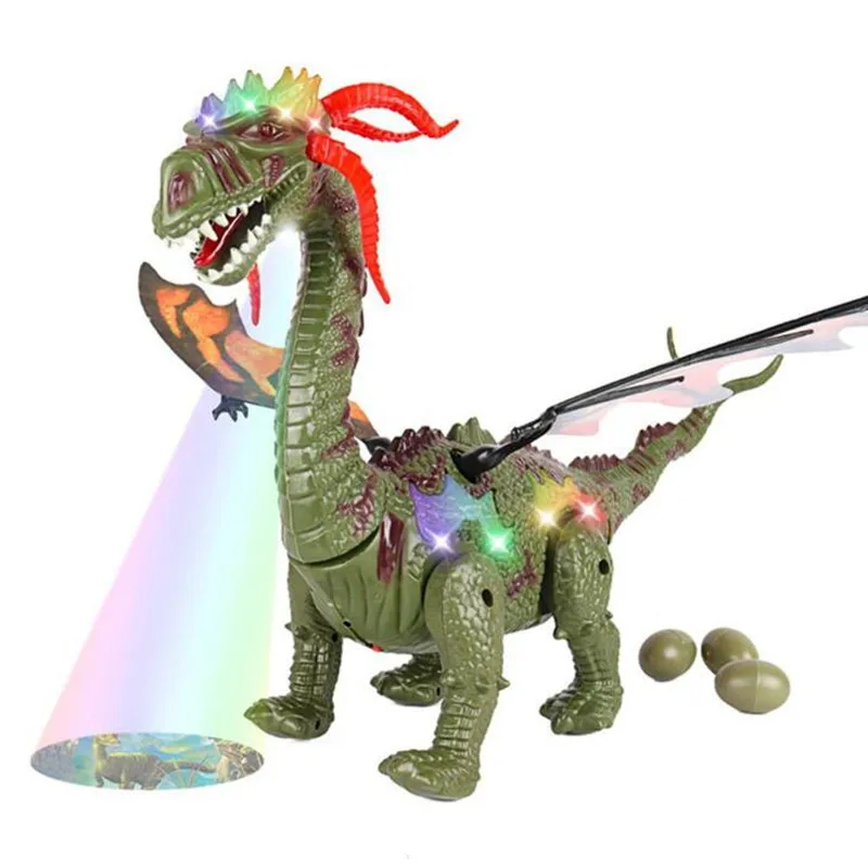 Children Toys Electric Walking Dinosaur Toy Long Neck Lay Eggs Projection Lights Roar Sounds Kids Christmas Birthday Gifts - Цвет: 1pc green  D