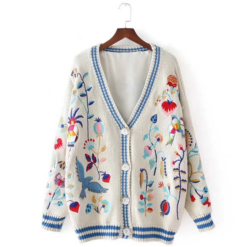 Embroidered cardigan sweatshirts for women 2017 2018 zealand