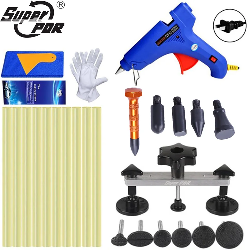 

Best Super PDR Tool Car Dent Puller Pulling Bridge Thermo Electric Heat Guns Glue Sticks Hand Tools Set Dent Removal Tools Kit