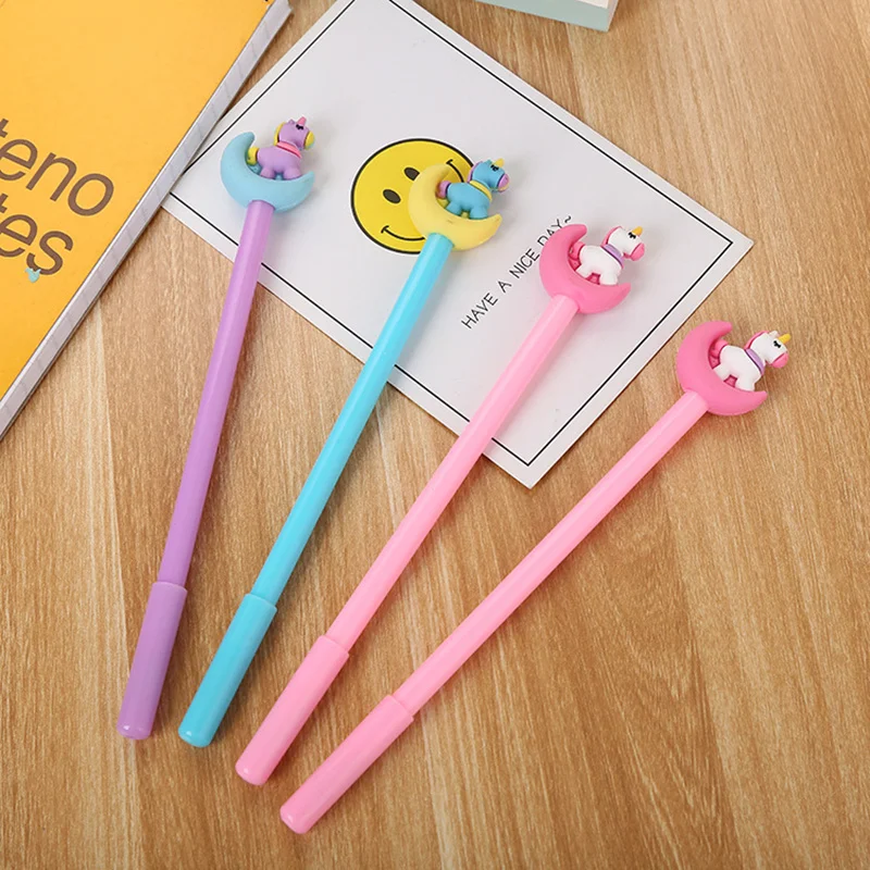 3pcs Cute unicorn moon gel pen for writing Black color ink 0.5mm roller