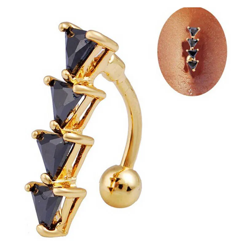 

Reverse Triangle Black Rhinestone Dangle Navel Belly Button Rings For Women New Body Piercing Jewelry