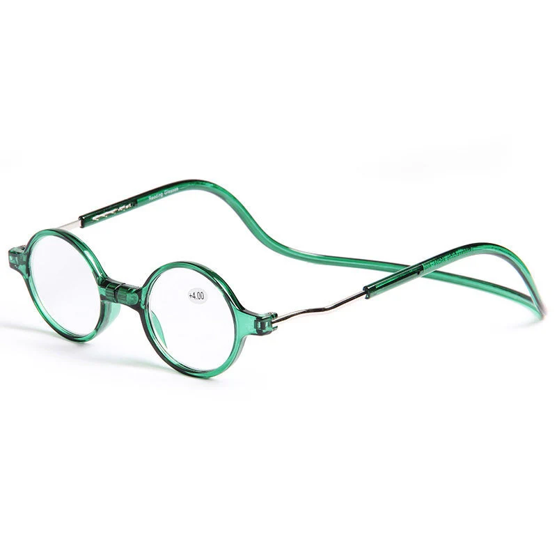 GLAUSA, магнитная круглая квадратная оправа, Холтер, очки для чтения, для женщин и мужчин, портативные Висячие на шее, очки для пресбиопии, очки для пожилых - Цвет оправы: green