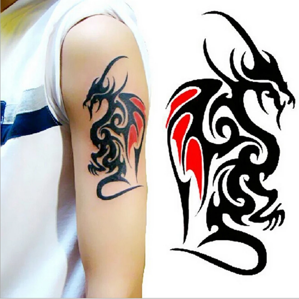Cool Man Dragon Tattoo Totem Water Transfer Waterproof ...