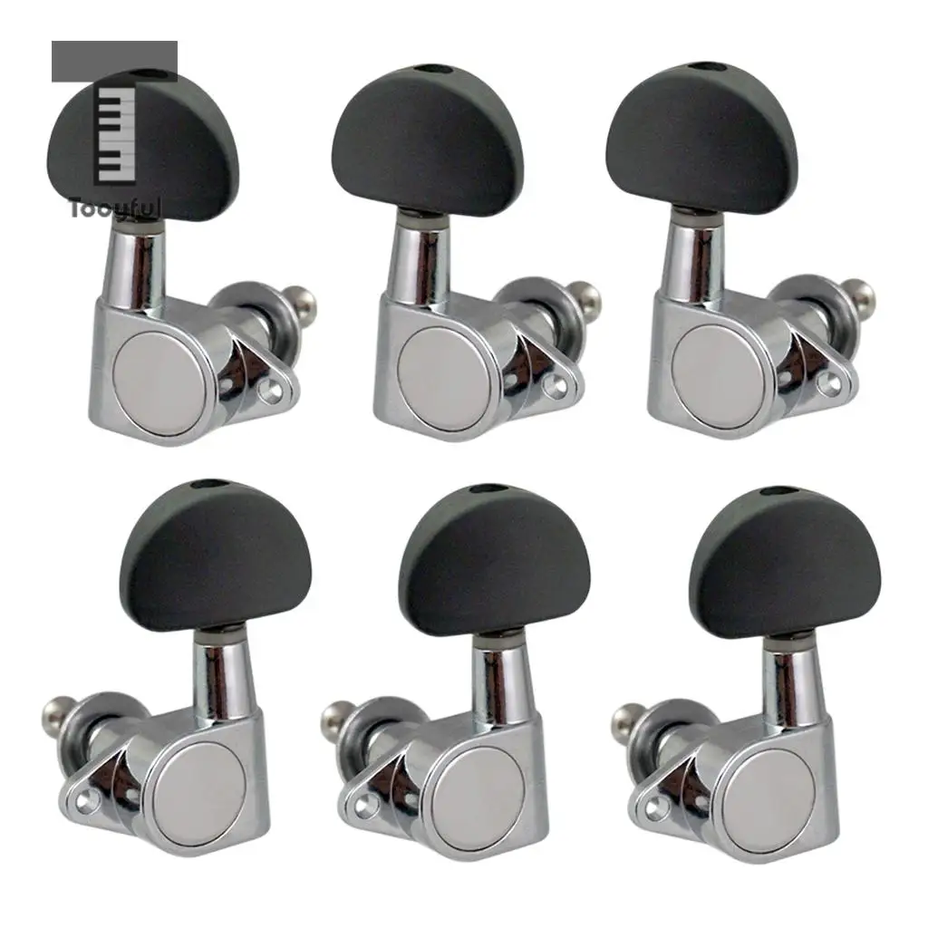 Metal Guitar Tuning Pegs Tuners Machine Head Parts Great For Steel String Guitars Acoustic Guitar Parts 3 Left 3 Right Black