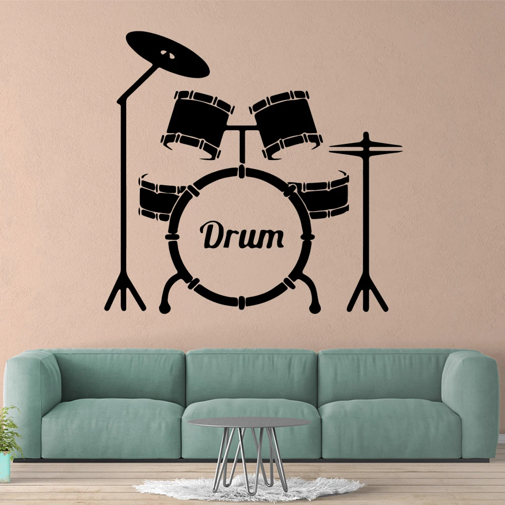 

European-Style Music Drum Wall Stickers Modern Fashion Wall Sticker For Boys Bedroom Decals removable mural