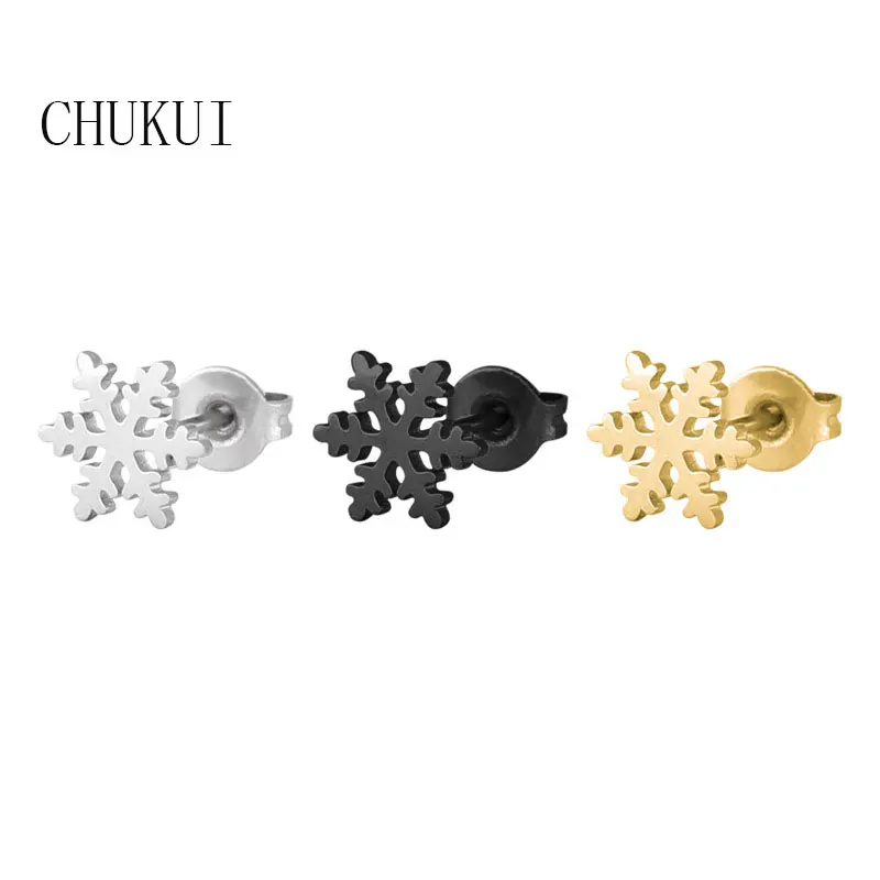 CHUKUI Christmas Earrings Gold Christmas Jewelry Women's Snowflakes
