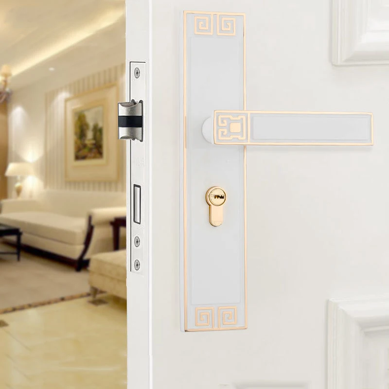  High Quality Indoor Bedroom Split Door Lock Modern Retro Cyan Handle Mechanical Lock with 3 Key Kit - 33010957425