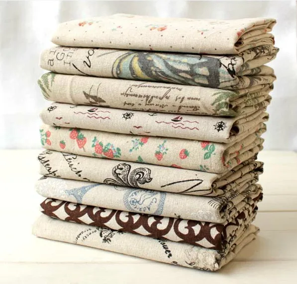 ZAKKA Printing Hemp linen fabric Nature Style Manual coarse linen