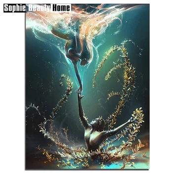 

Special Promotion Diamond Painting Couple In Water Handicraft Needlework 5D Drill Mosaic Diamond Embroidery Home Decor 060603