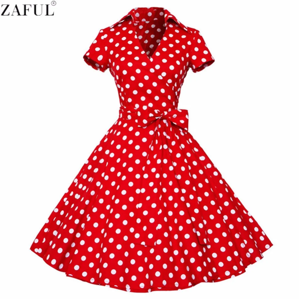 Vintage Polka Dot Dress Bowknot Elegant Ladies Retro Short Sleeves Dress For Women Turquoise/S Vintage Polka Dot Dress Bowknot Elegant Ladies Retro Short Sleeves Dress For Women Turquoise/S
