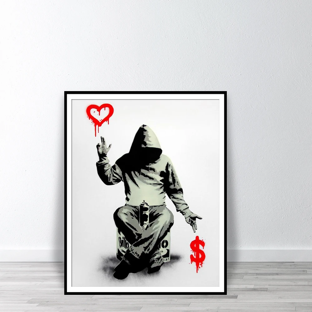 Banksy Street граффити для печати живопись мальчик Любовь Деньги настенные художественные плакаты и принты настенные картины для спальни