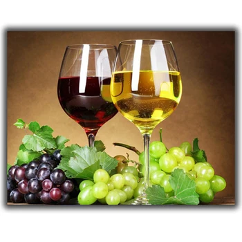 

Diy Diamond Painting Cross Stitch Bunch Of Grapes & Wine Needlework Diamond Embroidery Full Square Mosaic Home Decoration Resin