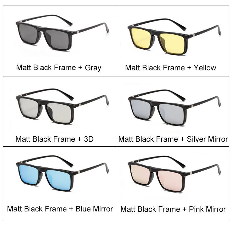 Ralferty, 6 в 1, магнитные солнцезащитные очки, мужские, поляризационные, на застежке, очки, женские, квадратные, по рецепту, оптические оправы, 3D, желтые, Oculos A2249