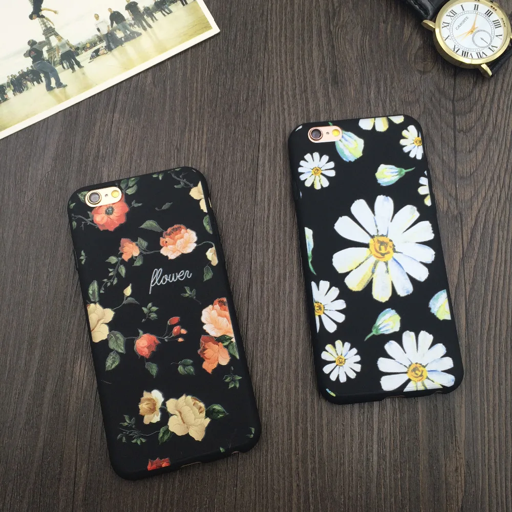 

Luxury Daisy Flower Rose Silicone Soft Phone Case Cover Coque Fundas Capa for iPhone 6 6s Plus