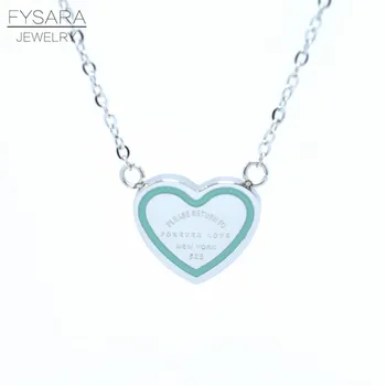 

FYSARA Couple FOREVER LOVE Necklace & Pendant Heart Choker Necklace Green/Pink Arrow Luxury Short Necklace For Women
