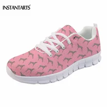 INSTANTARTS/Модная обувь розового цвета; женские милые туфли на плоской подошве из сетчатого материала с 3D-принтом «Собака Веймаранер»; дышащая легкая обувь