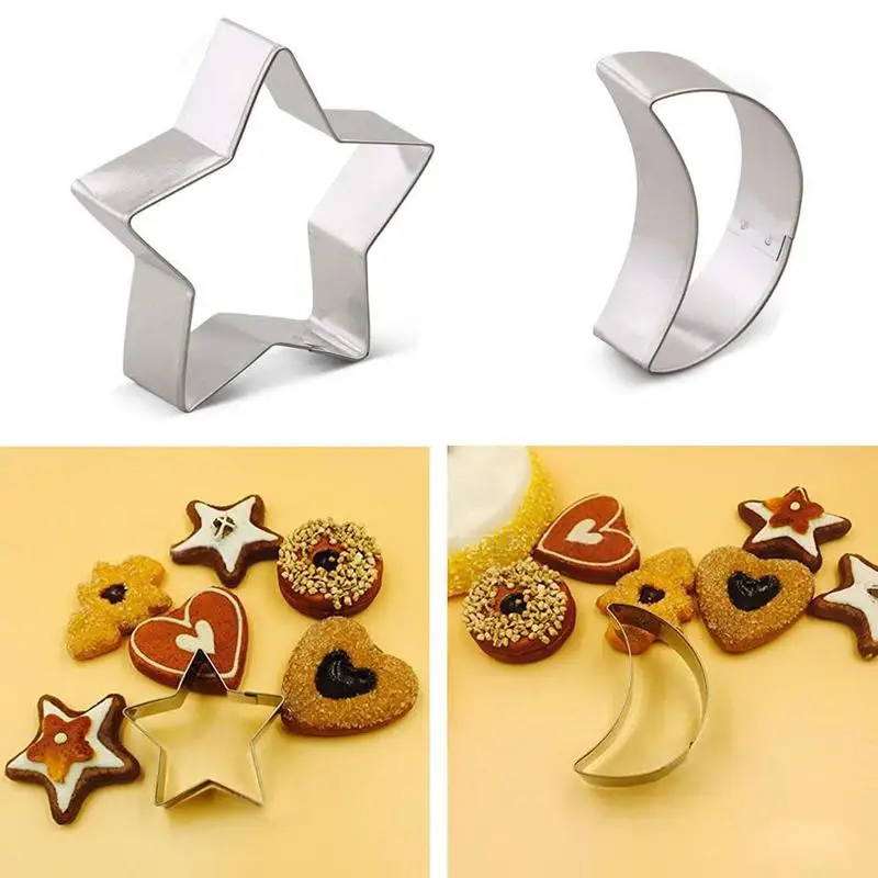 Ramadan Decoration Star Moon Cookies Mold Eid Mubarak Biscuit Mold Ramadan Kareem Islamic Cake Decor Baking Molds Tool