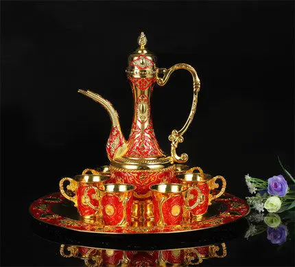 

Wine gold red silver gold white Alloy gold 8 pieces of Metal wine set european-style antique decoration gifts