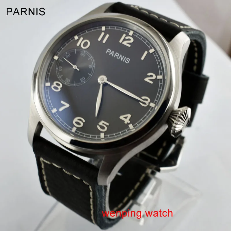

Parnis 47mm black dial 17 Jewels hand winding Asia 6497 movement Watch