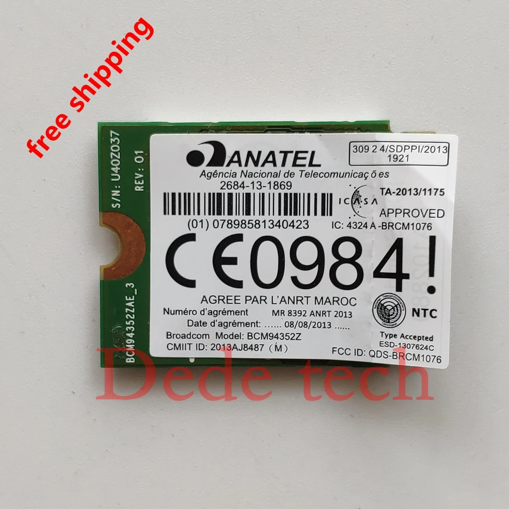 DW1560 BCM94352Z 802.11ac NGFF M2 867 Мбит/с BCM94352 BT4.0 WiFi беспроводная сетевая карта ande для Hackintoshl