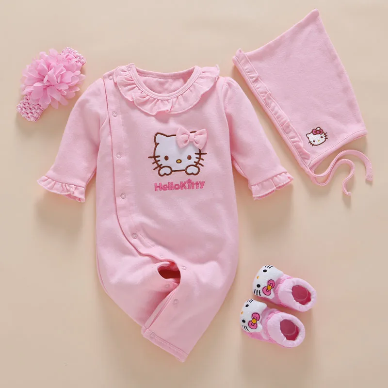 4pcs/Set New Born Baby Girl Rompers Clothes Cotton Cute ...