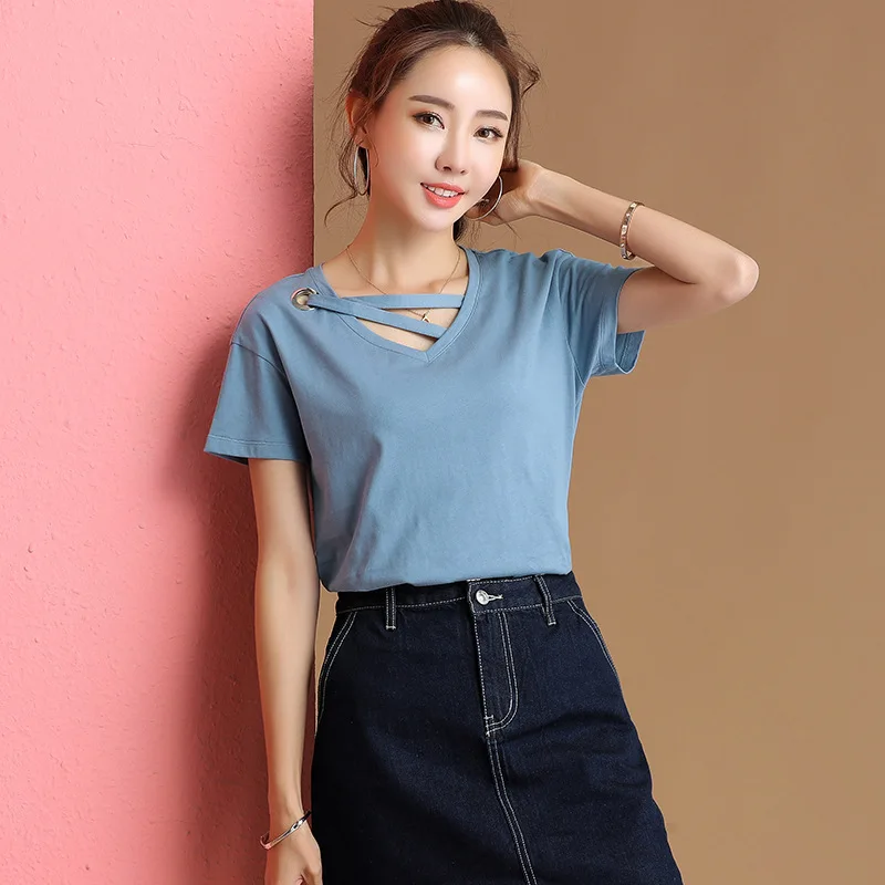 

T Shirt Women Top Short Sleeve Cotton White T-shirts For Women Solid Female T-shirt Casual Summer Tops Tees Camisetas