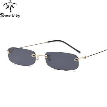 

DRESSUUP Rimless Sunglasses Women Brand Designer Fashion Mirror Pink Shades Reflective Sun Glasses Men Vintage UV400