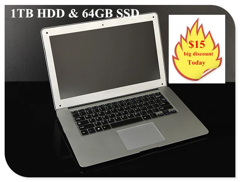 Ноутбук бренда GMOLO 14 дюймов четырехъядерный J1900 1 ТБ HDD и 64 Гб SSD 4 RAM Wi Fi камера