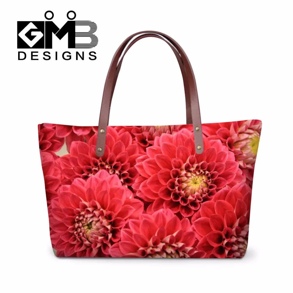 

Personalized Shoulder Handbags for Women,Red Flower Simply Vera Handbags for Girls Beach Bag,3D Rose Hands Tote Bag for Vacation