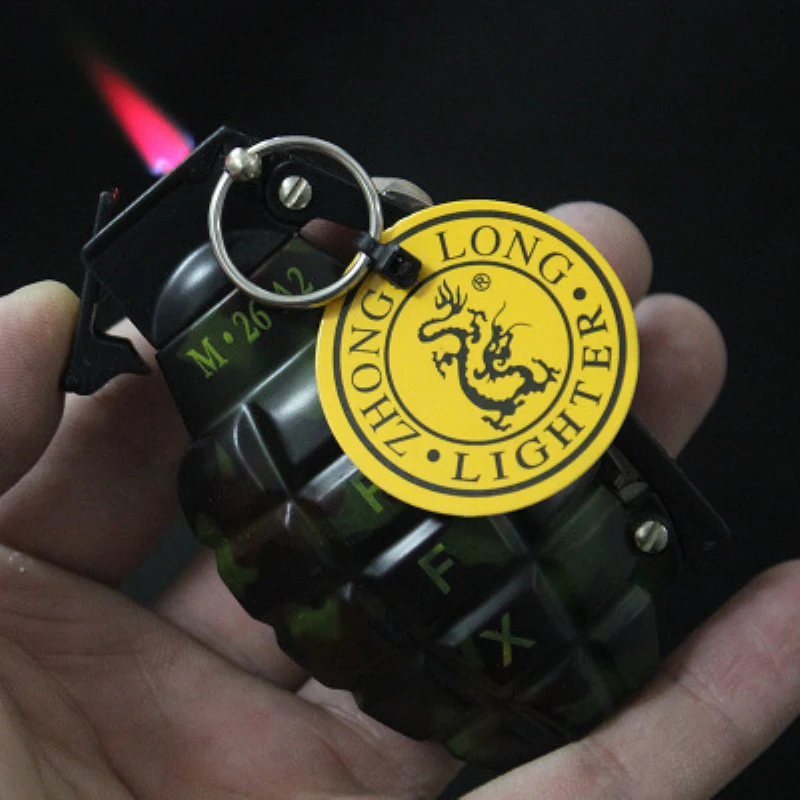 

Mini Metal Lighter Military Camouflage Hand Grenades Model Flame Gas Cigarette Lighter Windproof Portable Bomb Pendant Men Gifts