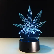 Maple Leaf 3D Stereo Vision Lamp Touch Switch Living Room Lamp Creative Romantic Gift 7 Colors Changing Acrylic 3D Lamp