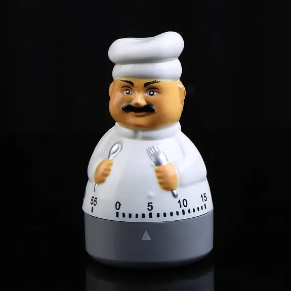 

Creative Timer Kitchen 60 Minute Cooking Mechanical Home Decoration 2018 Cute Chef Shape kitchen Alarm Clock Decoration