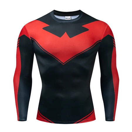 Nightwing новейший Comics cosplay Costume Cloth Tops мужские футболки с длинным рукавом с 3D принтом Мужские компрессионные рубашки - Цвет: CX-052