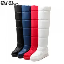 Очаровательные зимние ботинки на платформе; женские лыжные ботинки; теплые зимние ботинки; зимняя обувь до середины икры; Цвет черный, белый, красный; размеры 34-43