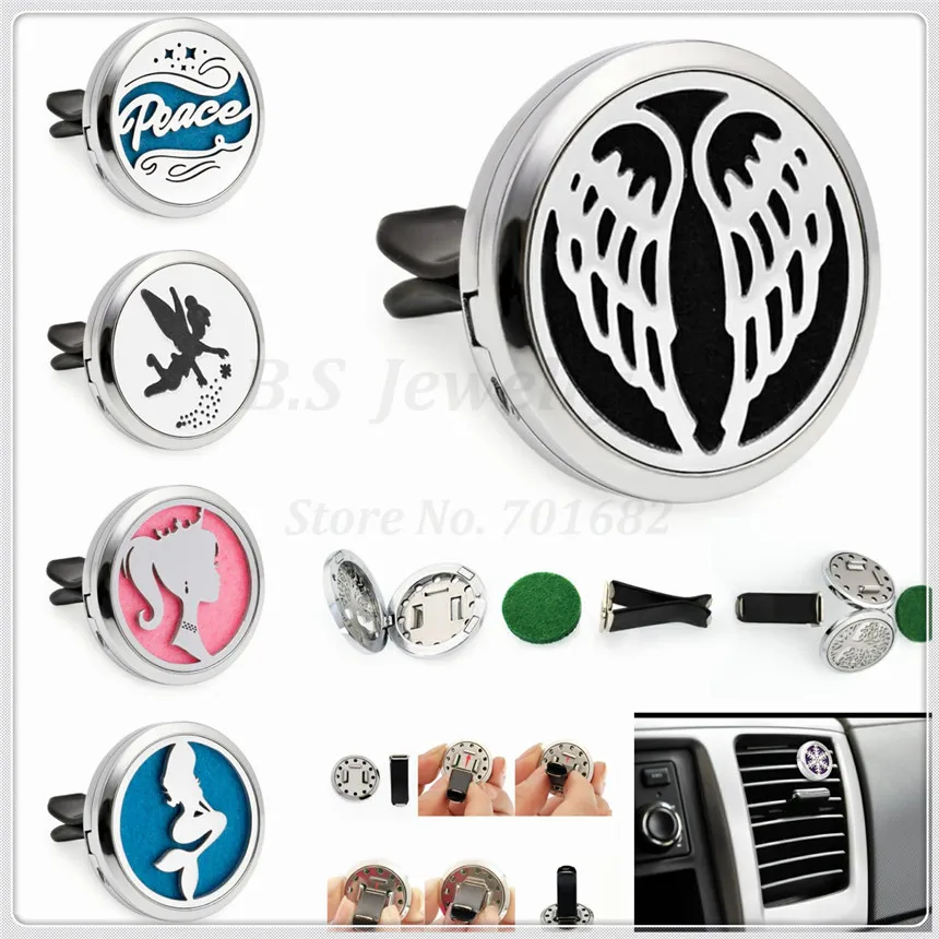 

Hot Sale Mermaid Car Air Auto Vent Freshener Essential Oil Diffuser Gift Locket Decor with Removable Clip send 10pads random