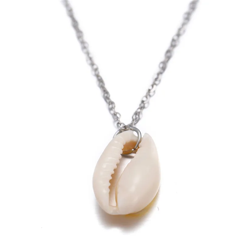 Богемное ожерелье с подвеской в виде раковины каури для женщин, модные пляжные ожерелья с морем океана, ювелирные изделия в виде раковины бохо - Окраска металла: Silver Color Chain