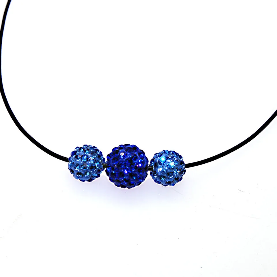 Deco Oval Crystal Pendant Gray Crystal Pave Disco Ball Bead Necklace