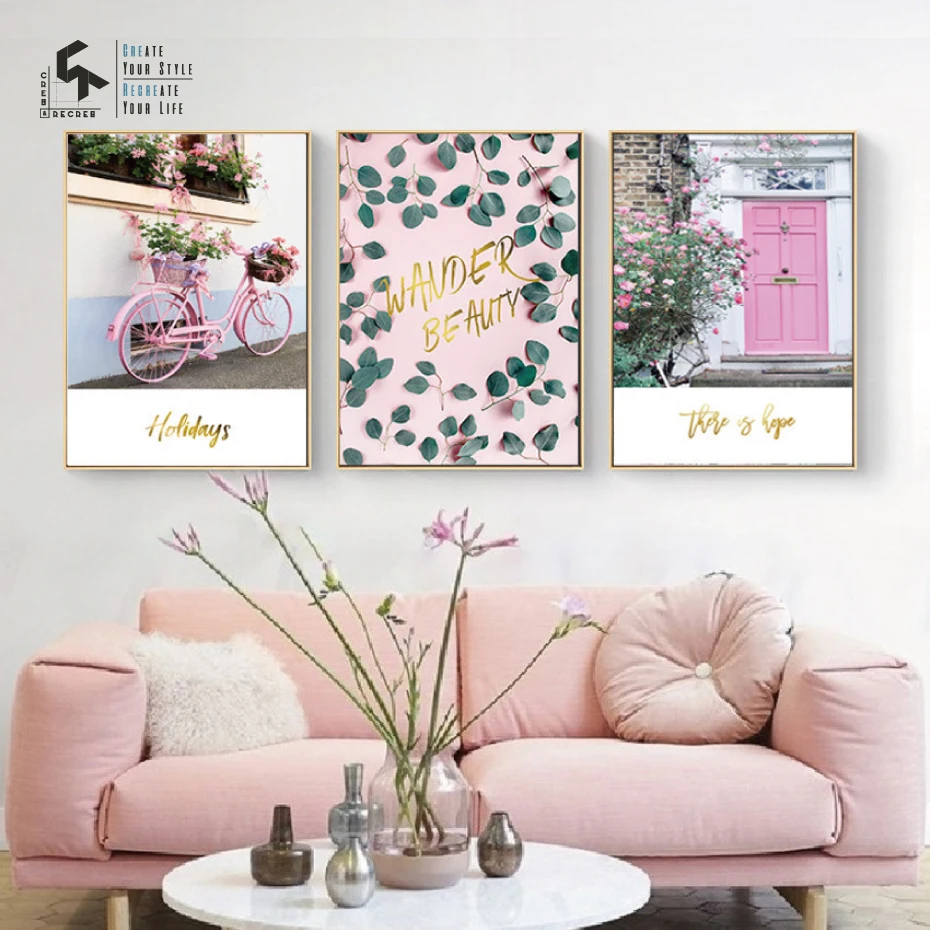 

CREATE&RECREATE Nordic Poster Pink Girl Posters And Prints Wall Art Canvas Painting Decorative Pictures for Home CR1810115013