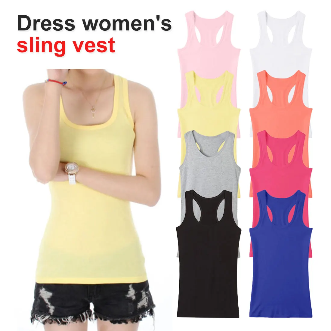 

New women's cubist vest summer sleeveless knit vest women's sexy top black and white multi-color vest T-shirt