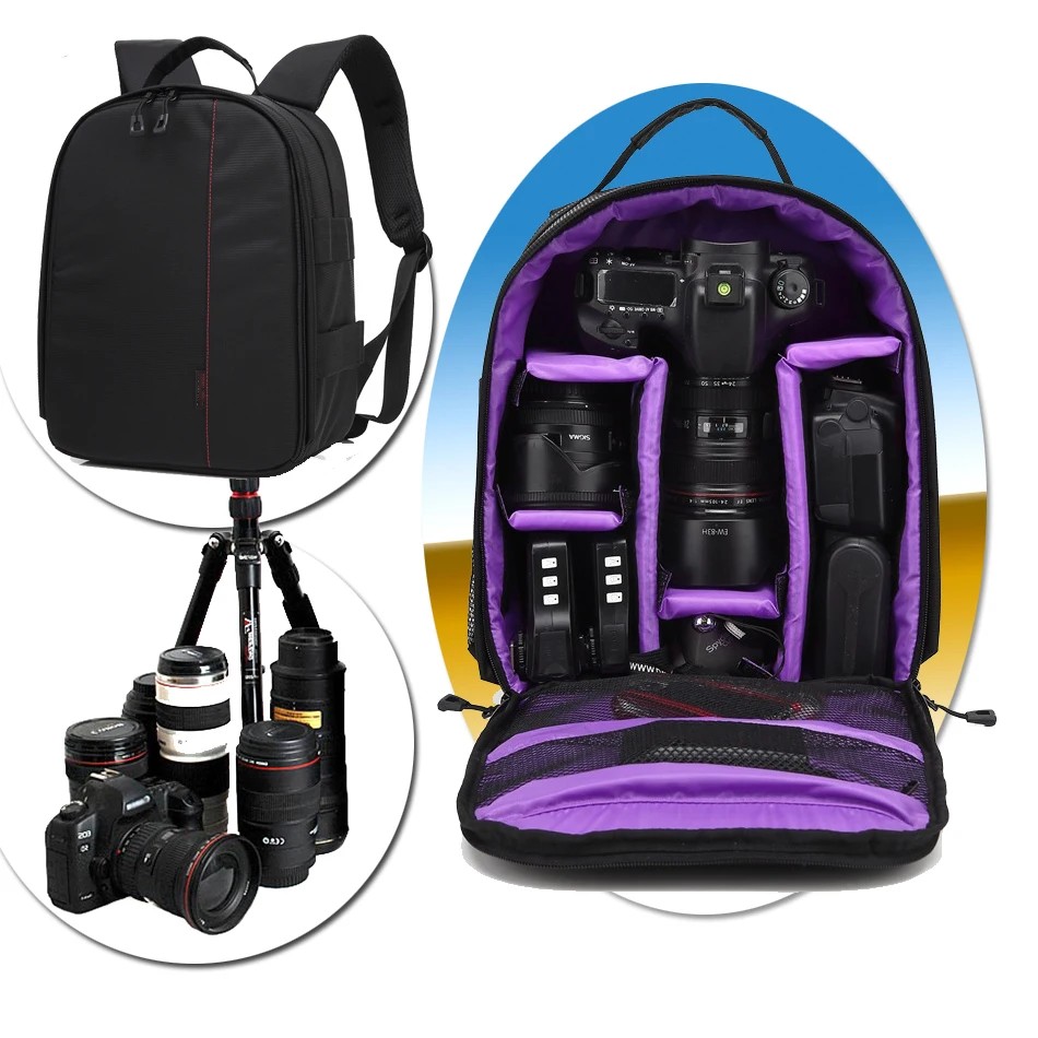 DSLR Camera Photo Backpacks Bag Waterproof Video Case For Nikon Canon