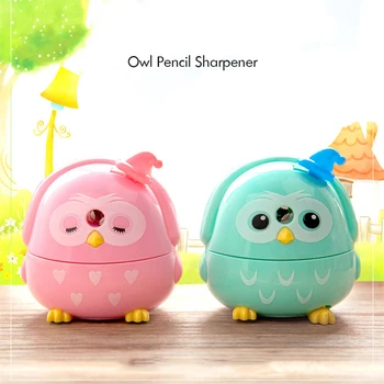 

Cute Owl Pencil Sharpener Kids Student Handheld Manual Pencil Sharpener with Cover for Colored Pencils School Office Supplies